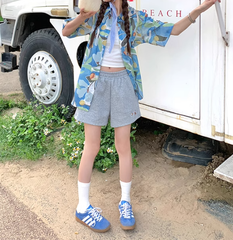 Cat Fish Embroidery Shorts