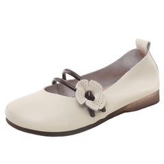 Handmade Flower Leather Flat Soft Sole Shoes