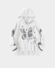 Y2K Matrix Butterfly Print Hoodie