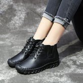 Autumn Winter Velvet Soft Leather Casual High-Top Shoes Boots
