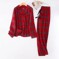 Couple Red Cotton Plaid Pajama Set PJS Christmas Pajamas Presents