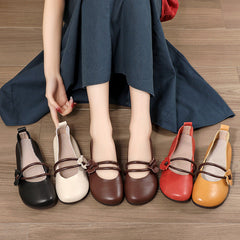 Handmade Flower Leather Flat Soft Sole Shoes