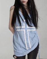 Bancoln Cross Oversized Ruched Top