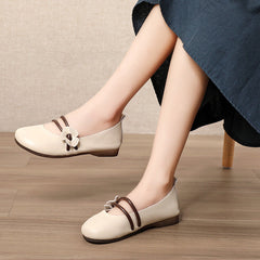 Handmade Flower Leather Flat Soft Sole Shoes