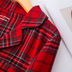 Couple Red Cotton Plaid Pajama Set PJS Christmas Pajamas Presents