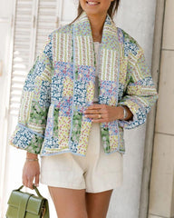 Floral Multi-Color Patchwork Casual Puffer Jacket