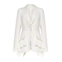 Women's Spring and Fall Hem Splicing Pressure Pleat Blazer