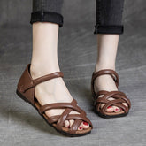 Soft Leather Sandals Summer Gladiator Flats