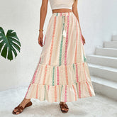 Elara Boho Striped Maxi Skirt