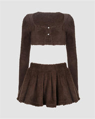 Plush Lace-up Sexy Coord Set