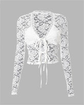 White Cut-Out Lace Cropped Top