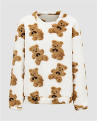 Teddy Bear Print Pullover Sweatshirt