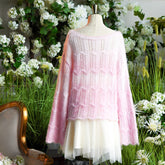 Lazy Gentle Wool Gradient Round Neck Pullover Sweater