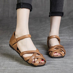 Soft Leather Sandals Summer Gladiator Flats