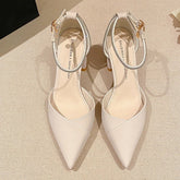 Evening Party Rhinestone Buckle Chunky Heel Pointed Toe High Heeled Sandals