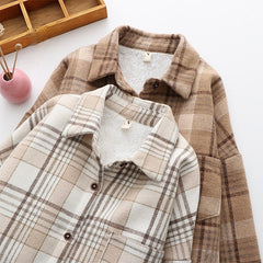 Jacket Long Sleeve Button Down Casual Plaid Flannel Shirts Boyfriend Fall Blouses