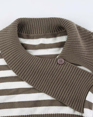 Vintage Asymmetrical Neck Stripe Sweater