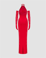 Lovelace Maxi Dress with Gloves