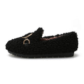 D Buckle Velvet Thick-Soled Shoes Loafers