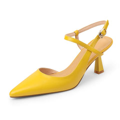 Slingback Kitten Heels Pumps Pointed Toe Strap Buckle Sandals