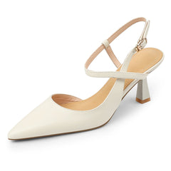 Slingback Kitten Heels Pumps Pointed Toe Strap Buckle Sandals