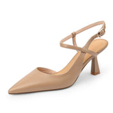 Slingback Kitten Heels Pumps Pointed Toe Strap Buckle Sandals