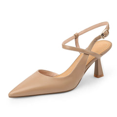 Slingback Kitten Heels Pumps Pointed Toe Strap Buckle Sandals