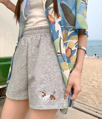 Cat Fish Embroidery Shorts