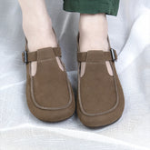 Handmade Soft Leather Mary Jane Shoes Buckle Decor Flat Loafers