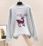 Christmas Cute Dear Half Turtleneck Sweater