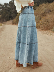 Delilah Vintage Wash Denim Maxi Skirt