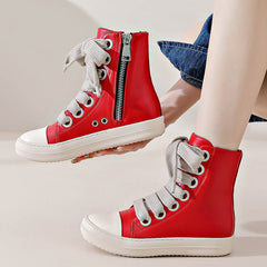 Lace-up Side Zip High Top Skate Shoes Sneakers
