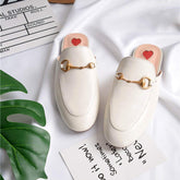 Red Heart Buckle Shoes Mules