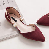 Pearl Buckle Pointed Toe Flat Loafers