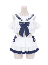 Sweet Lolita Swimwear Bows Short Sleeves 2-Piece Set Swimsuits