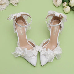 Lily of the valley Elegant Elf Fairy Princess Wedding High Heels - White