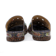 Handmade Tropical Cut-out Leather Sandal Slippers