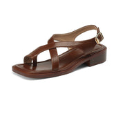 Summer Leather Comfortable Cross Straps Flat Sandals