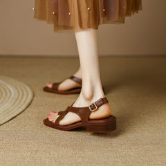 Summer Leather Comfortable Cross Straps Flat Sandals