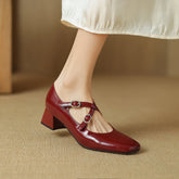 Square Toe Crossed Strap Mary Janes Pump Shoes