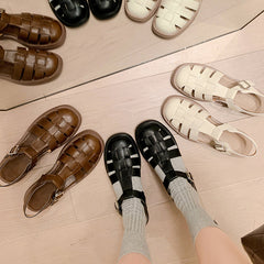 Leather Fisherman Sandals Closed Toe