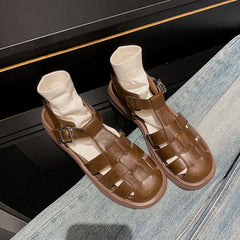 Leather Fisherman Sandals Closed Toe