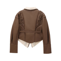 Isabella Luxe Shearling-Trimmed Leather Wrap Coat