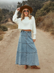 Delilah Vintage Wash Denim Maxi Skirt