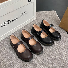 Old-fashioned Retro Mary Jane Leather Shoes