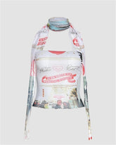 Halter Graphic Bandeau Top