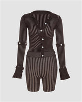 Stripe Botton Knit Coords