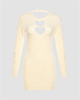 Heart Hollow Twist Sweater Mini Dress