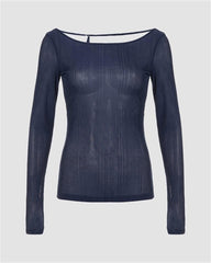 Ribbed Backless Casual T-Shirt