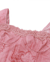 Pink Renaissance Print Dress